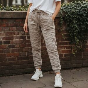 Avalanche Quilted Joggers Taupe Beige Gorpcore Lagenlook Textured Sweatpants